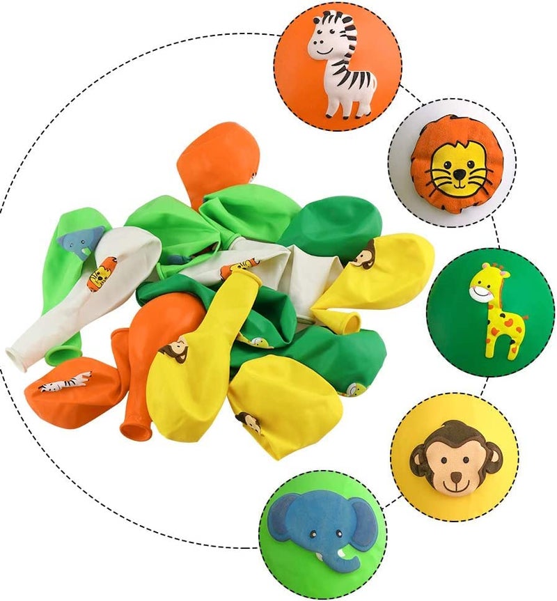 Jagmag® 10 pcs Jungle Themed Birthday Party decor animal printed latex balloons lion, monkey, elephant, zebra, giraffe zoo animal balloon - Image 2