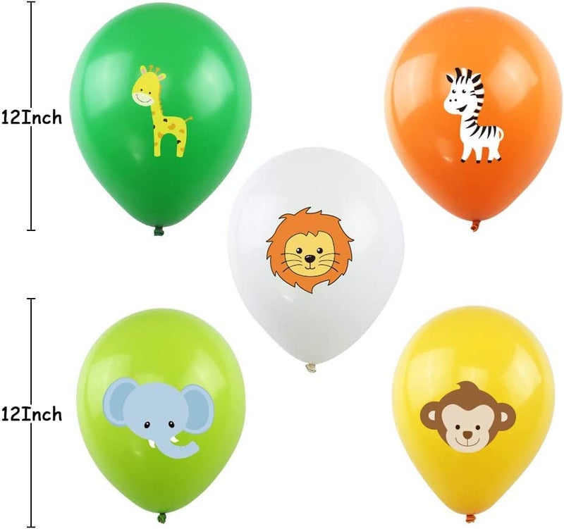 Jagmag® 10 pcs Jungle Themed Birthday Party decor animal printed latex balloons lion, monkey, elephant, zebra, giraffe zoo animal balloon - Image 3
