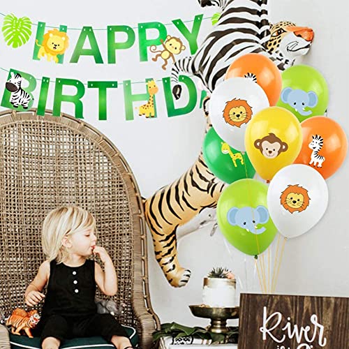 Jagmag® 10 pcs Jungle Themed Birthday Party decor animal printed latex balloons lion, monkey, elephant, zebra, giraffe zoo animal balloon - Image 4
