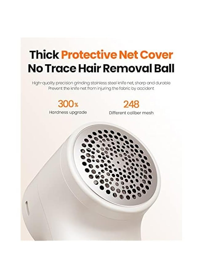 ماكينة حلاقة أقمشة قابلة للشحن مع 3 سرعات، شاشة رقمية حلوة، تخزين كبير، شفرات 6 ورقات، مزيل للملابس والأثاث، لونها أبيض. - Image 4