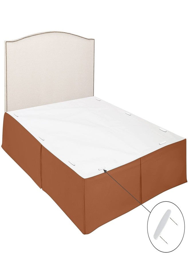 كلارا كلارك تنورة سرير كلارا كلارك مطوية - طول 14 بوصة - كشكشة غبار فاخرة من الألياف الدقيقة - تتضمن 8 دبابيس، مقاس كينج، لون صدأ - Image 1