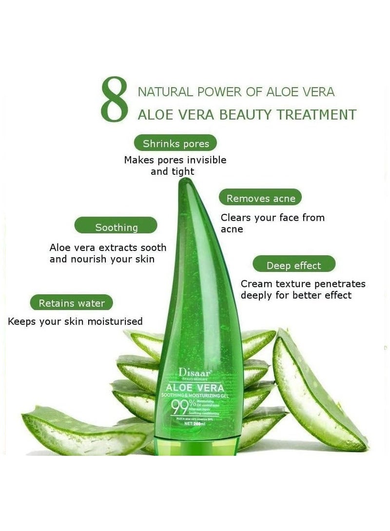 Disaar Aloe Vera Gel for Unisex | Natural Skincare Soothing Moisturizer for Face Body Hair Clear Gel No Parabens No Sulphates Dermatologically Tested Suitable for All Skin Types - Image 2