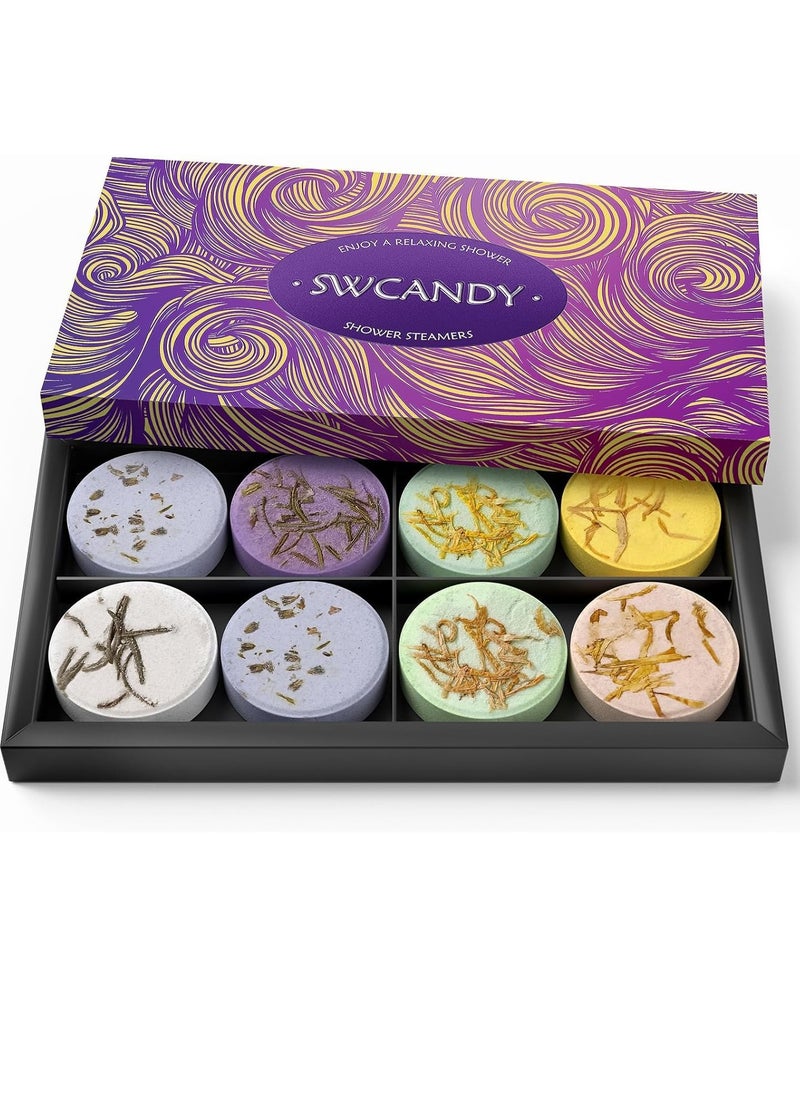 SWCANDY - Shower Steamers Aromatherapy Birthday Gifts for Women - SWCANDY 8 Pcs Stocking Stuffers Christmas Gifts for Mom Men Teen Adults Bath Bombs Self Care with Natural Essential Oils Relaxation Home SPA - Image 1