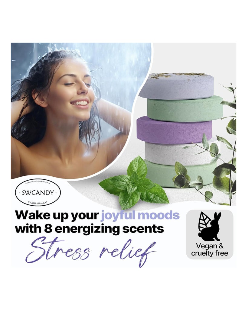 SWCANDY - Shower Steamers Aromatherapy Birthday Gifts for Women - SWCANDY 8 Pcs Stocking Stuffers Christmas Gifts for Mom Men Teen Adults Bath Bombs Self Care with Natural Essential Oils Relaxation Home SPA - Image 1