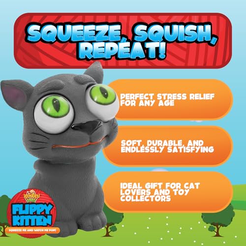 IPIDIPI TOYS Flippy Kitten Squishy Eye Popping Cat - Halloween Squishy Toys for Trick or Treat - Fun Fidget Toy, Birthday Party Favors, Halloween Goodie Bag Stuffers for Boys and Girls - Image 2