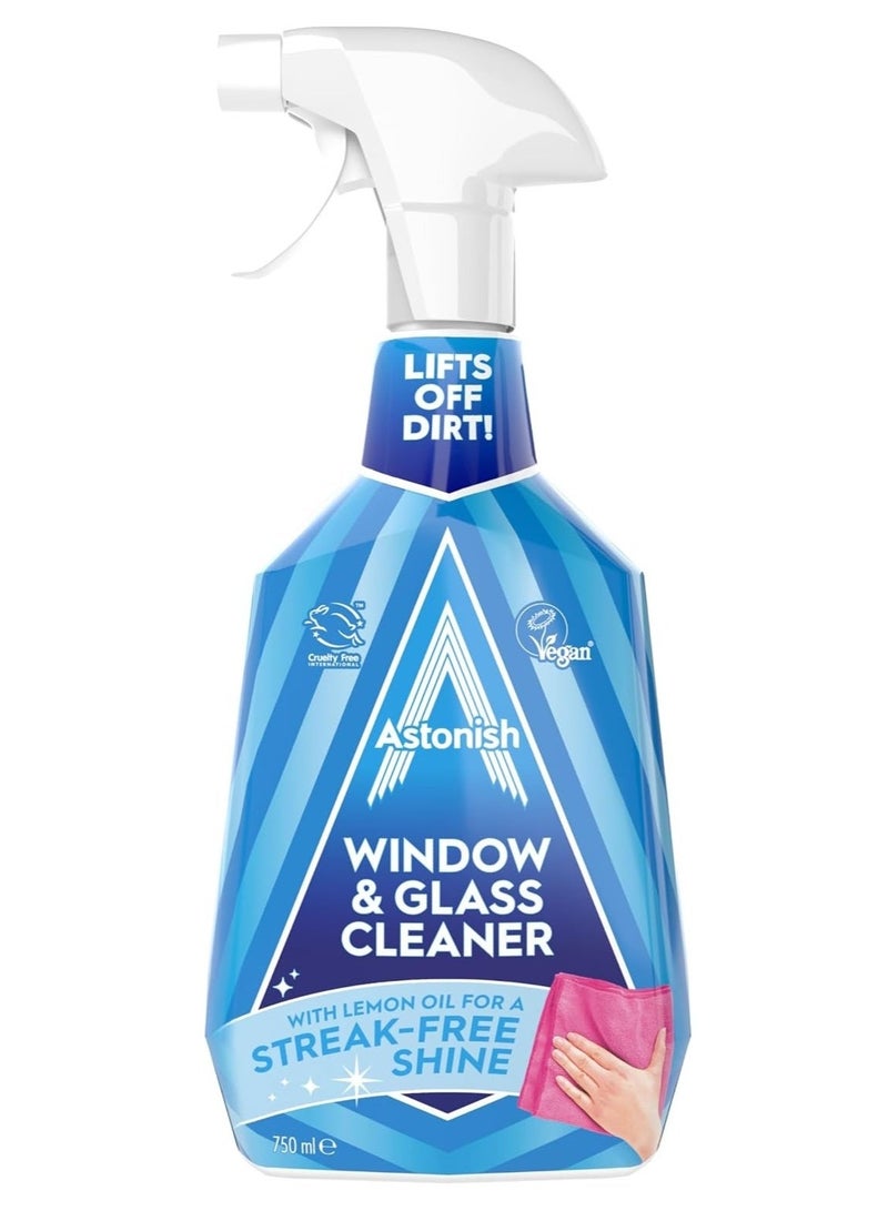 Astonish Window & Glass Cleaner Trigger Spray 750ml with Lemon Oil, Streak-Free Shine Formula, Lifts Dirt from Windows, Mirrors & Glass Surfaces, Vegan & Cruelty Free Household Cleaner - Image 1