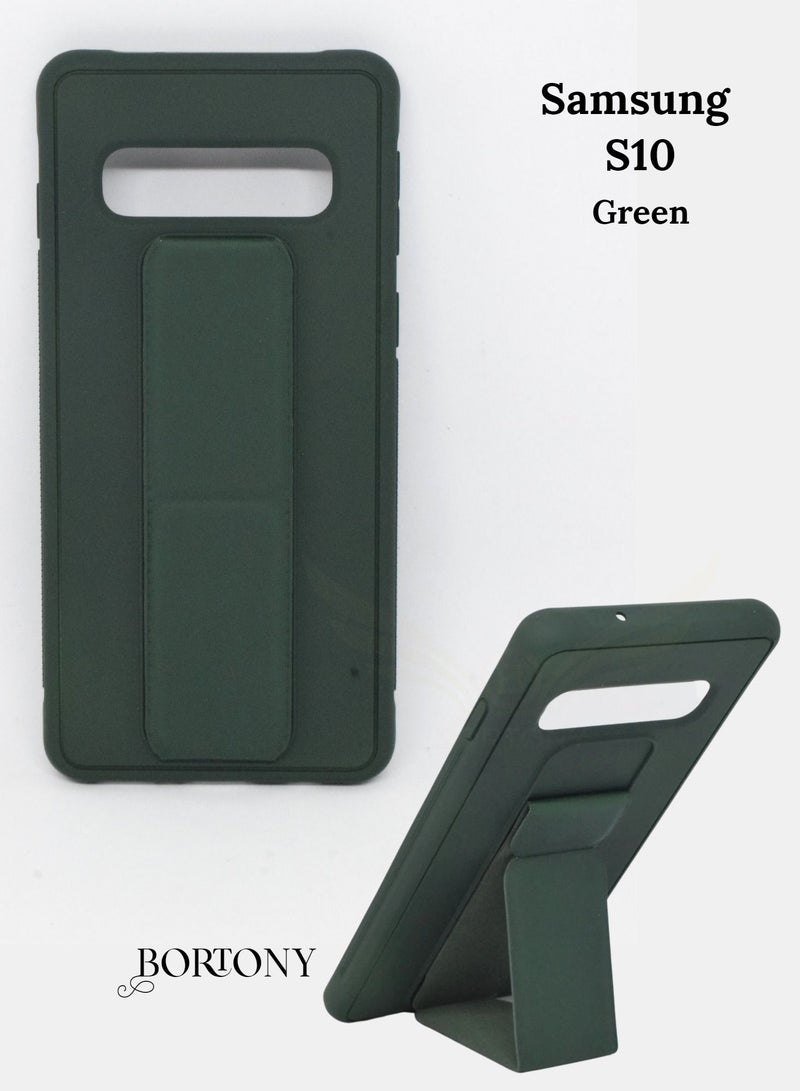 BORTONY Galaxy S10 Case, Fully Covered With Finger Grip Stand Holder Anti Slip Shockproof Protective Case Cover For Samsung Galaxy S10 - Image 1