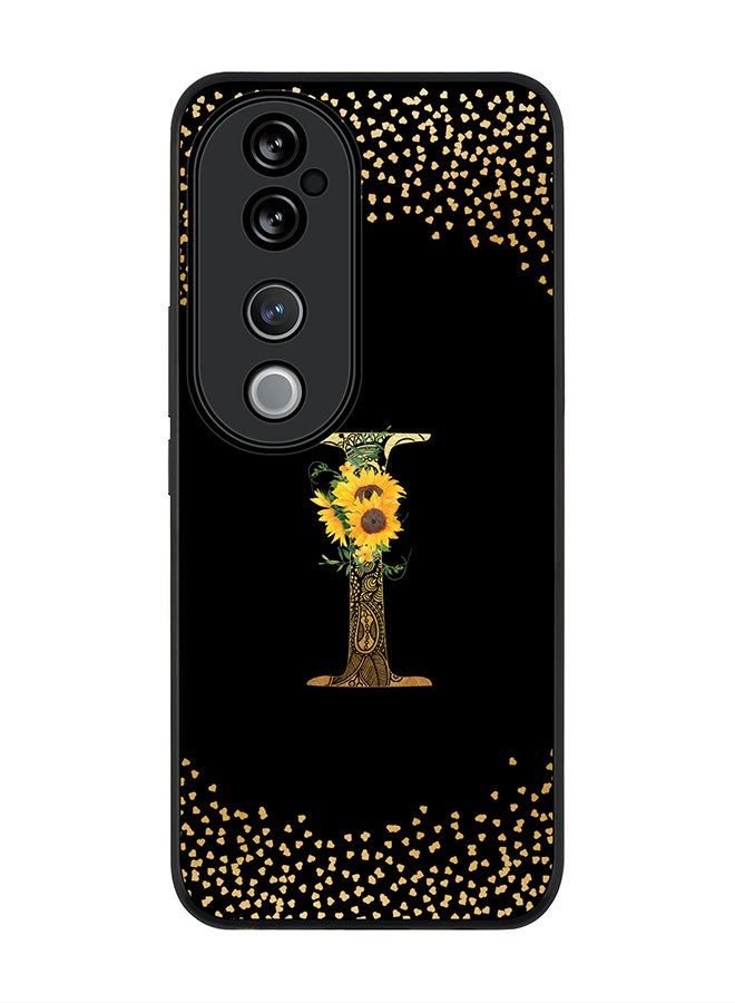 For vivo V40 5G /vivo V40 Pro Case,Slim fit Camera Protection, Shockproof Thin Phone cover - Custom Floral Monogram - I ( Black )