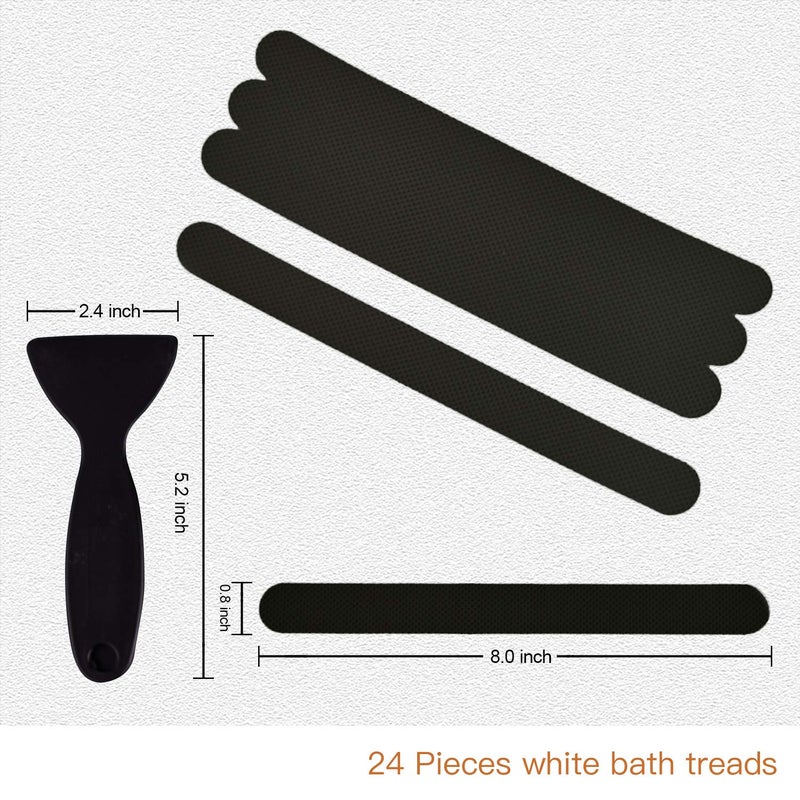 Secopad Non-Slip Bathtub Stickers 24 PCS Safety Bathroom Tubs Showers Treads Adhesive Decals Scraper (Black) - Image 3