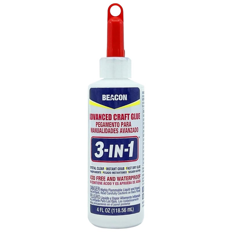 BEACON 3-in-1 Advanced Craft Glue - Fast-Drying, Crystal Clear Adhesive for Wood, Ceramics, Fabrics, and More, 4-Ounce - Image 1