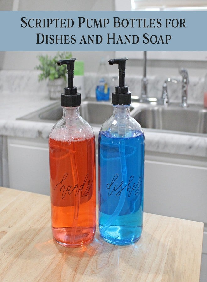 Cornucopia Brands 16oz Hands Dishes Pump Bottles (Clear, Set of 2); Pump Dispensers for Kitchen and Home - Image 3