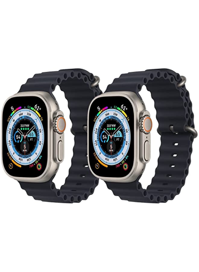 IAF Silicone Ocean Band Strap for Apple Watch 38/40/41mm Black/Black Set of 2