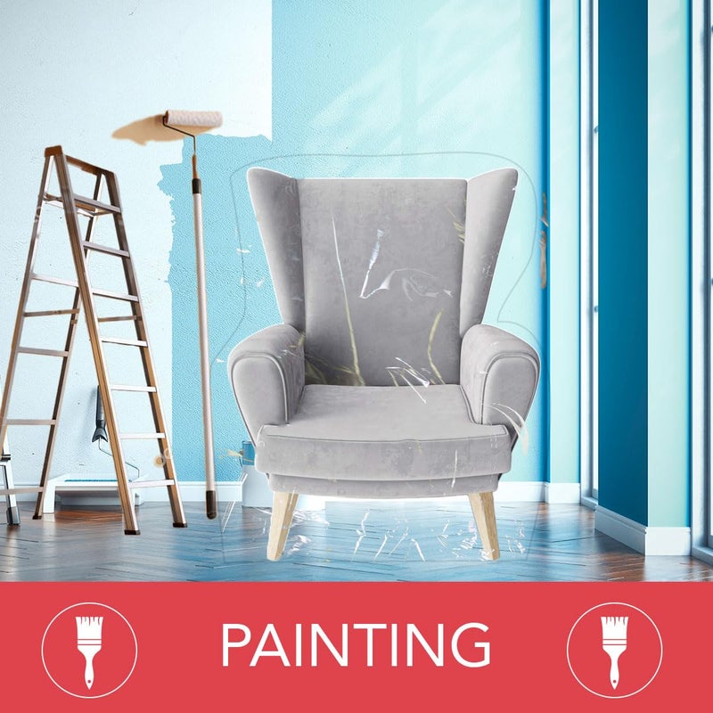 LAMINET Heavy-Duty Plastic Recliner Cover â€“ Clear Vinyl Waterproof Protector for Armchairs, Living Room Chairs, Guards Against Cat/Dog Scratches, Pet Hair, Dust, and Spills â€“ Ideal for Storage Moving - Image 5