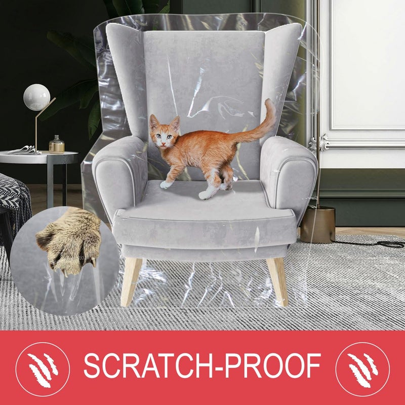 LAMINET Heavy-Duty Plastic Recliner Cover â€“ Clear Vinyl Waterproof Protector for Armchairs, Living Room Chairs, Guards Against Cat/Dog Scratches, Pet Hair, Dust, and Spills â€“ Ideal for Storage Moving - Image 2
