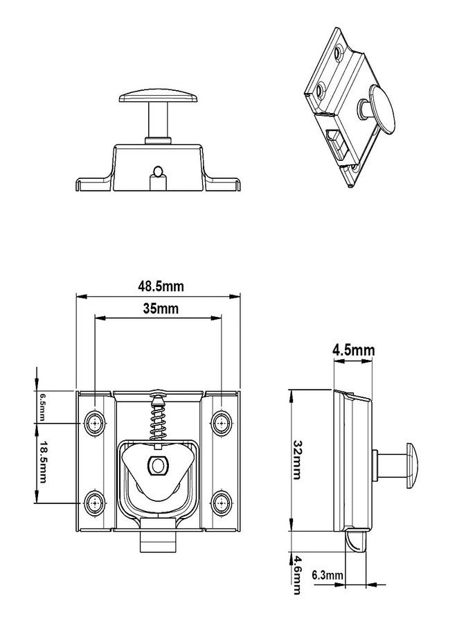 QCAA Oval Turn Cabinet Latch, for Cupboard & Other Furniture, Small, Antique Brass, 4 Pack - Image 3