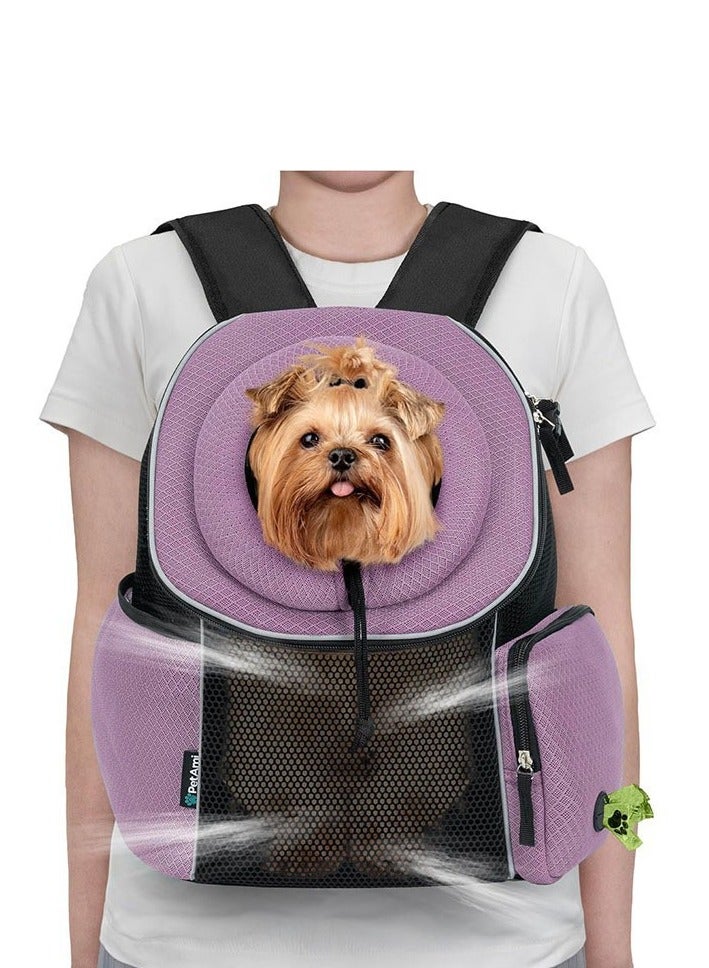 general Exposed Pet Chest Bag Double Shoulder Pet Bag, Portable Breathable Cat Chest Bag (Purple) - Image 1