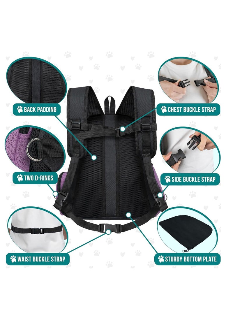 general Exposed Pet Chest Bag Double Shoulder Pet Bag, Portable Breathable Cat Chest Bag (Purple) - Image 4
