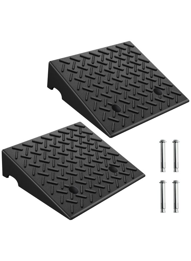 منحدران للسيارات بارتفاع 4.3 بوصة، منحدر مطاطي متين، منحدر ممرات تحميل، منحدر عتبة محكم، 19.7 بوصة طول × 11.8 بوصة عرض × 4.3 بوصة ارتفاع، مناسب لرصيف التحميل، المستودع، الكرسي المتحرك - Image 1