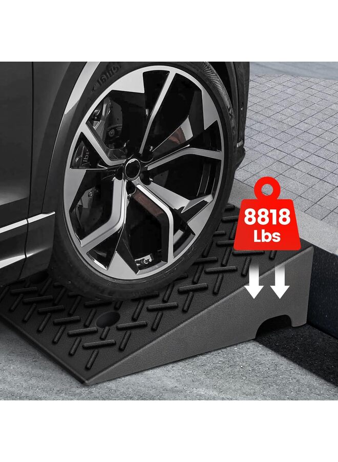 منحدران للسيارات بارتفاع 4.3 بوصة، منحدر مطاطي متين، منحدر ممرات تحميل، منحدر عتبة محكم، 19.7 بوصة طول × 11.8 بوصة عرض × 4.3 بوصة ارتفاع، مناسب لرصيف التحميل، المستودع، الكرسي المتحرك - Image 3