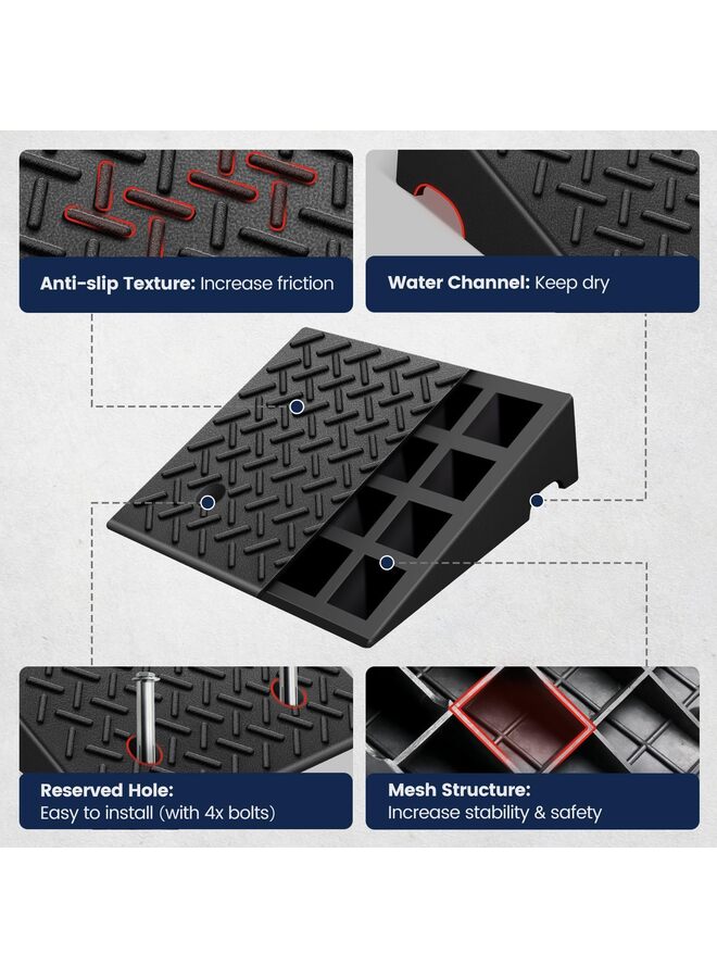 منحدران للسيارات بارتفاع 4.3 بوصة، منحدر مطاطي متين، منحدر ممرات تحميل، منحدر عتبة محكم، 19.7 بوصة طول × 11.8 بوصة عرض × 4.3 بوصة ارتفاع، مناسب لرصيف التحميل، المستودع، الكرسي المتحرك - Image 2