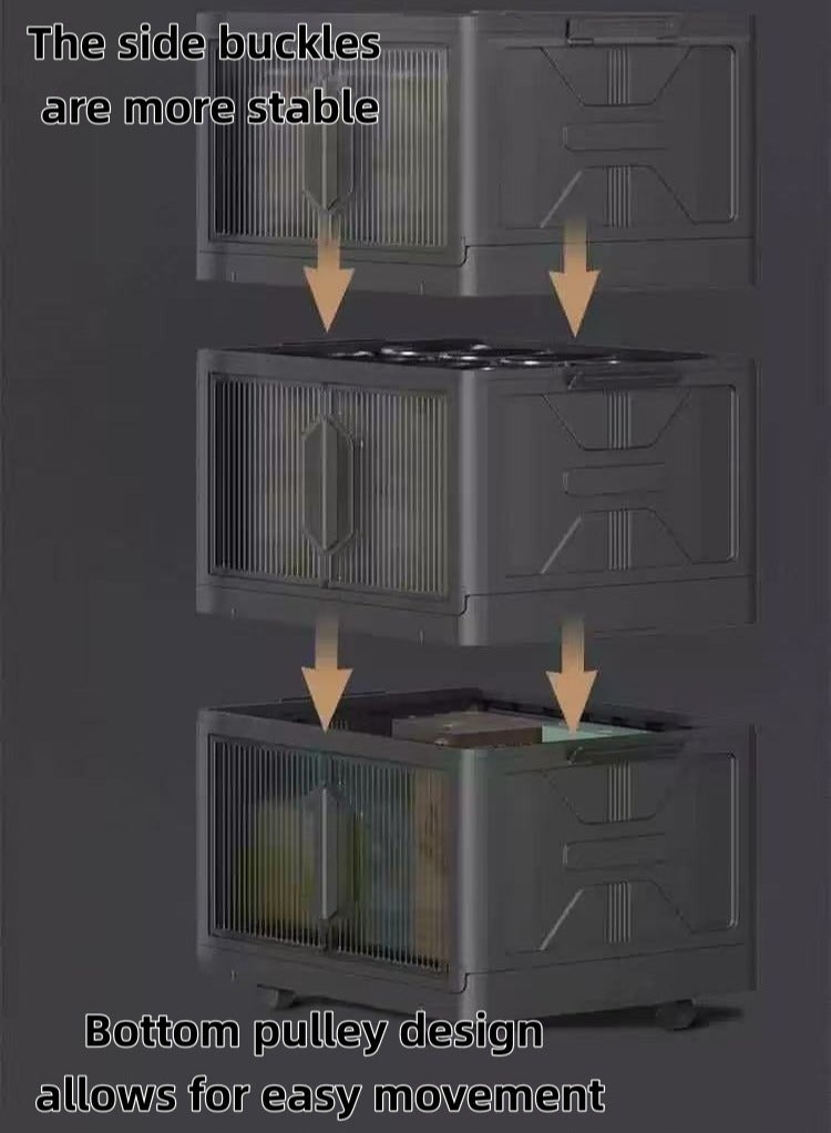 حصريا خزانة تخزين بثلاث طبقات خزانة تخزين قابلة للطي بلاستيكية متعددة الطبقات خزانة ذات بابين صندوق تخزين غرفة المعيشة خزانة تخزين ألعاب الأطفال خزانة تخزين غرفة النوم البسيطة - Image 3