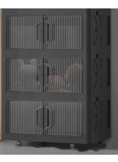 3 Layer Foldable Plastic Storage Box， Drawer Unit，50x36x89cm，black