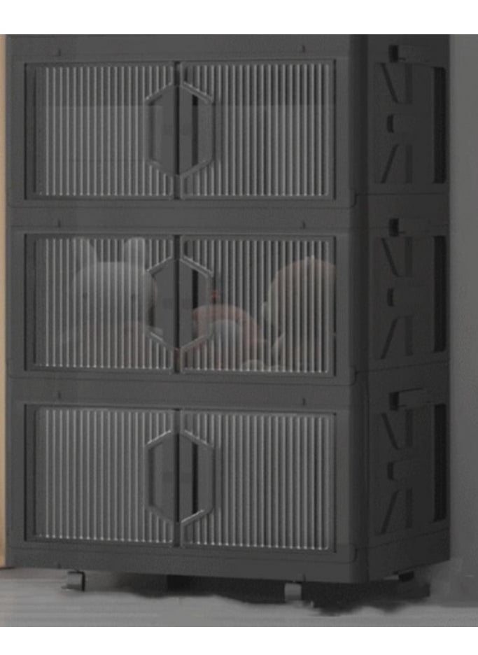 EXCLIFE 3 Layer Foldable Plastic Storage Box， Drawer Unit，50x36x89cm，black  - Image 1