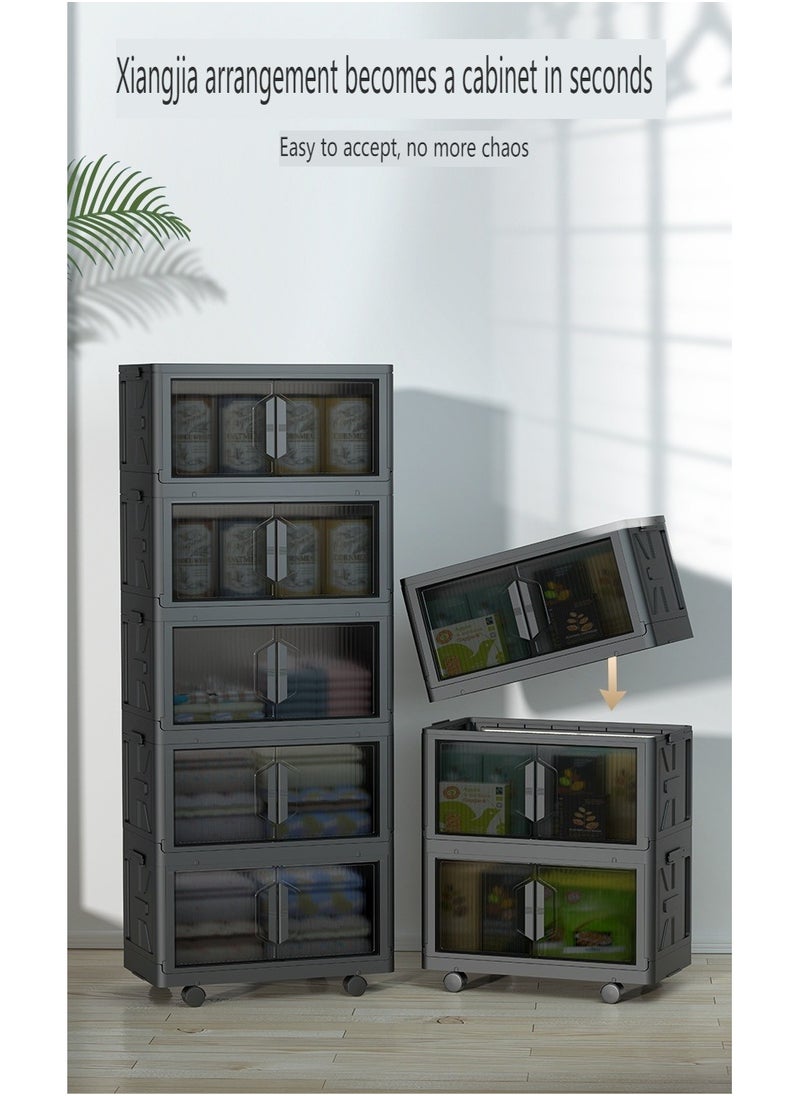 EXCLIFE 3 Layer Foldable Plastic Storage Box， Drawer Unit，50x36x89cm，black  - Image 4