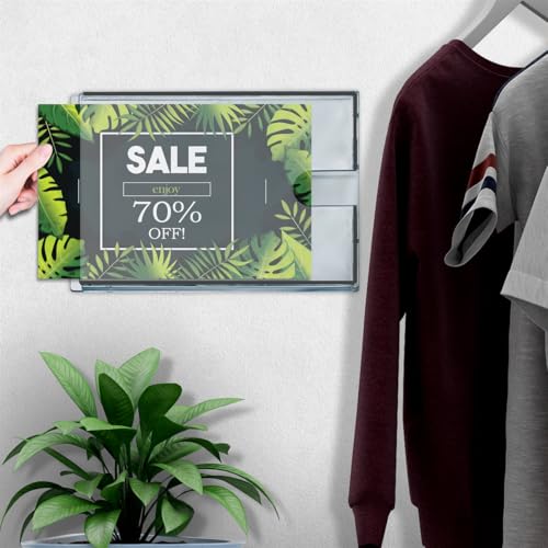 Acrimet Wall Mount Sign Holder Letter Size 8.5 X 11, Clear Crystal Plastic with Self Adhesive on The Back, Perfect for Displaying in Office, Restaurant, School, Home (2 Pack) - Image 4