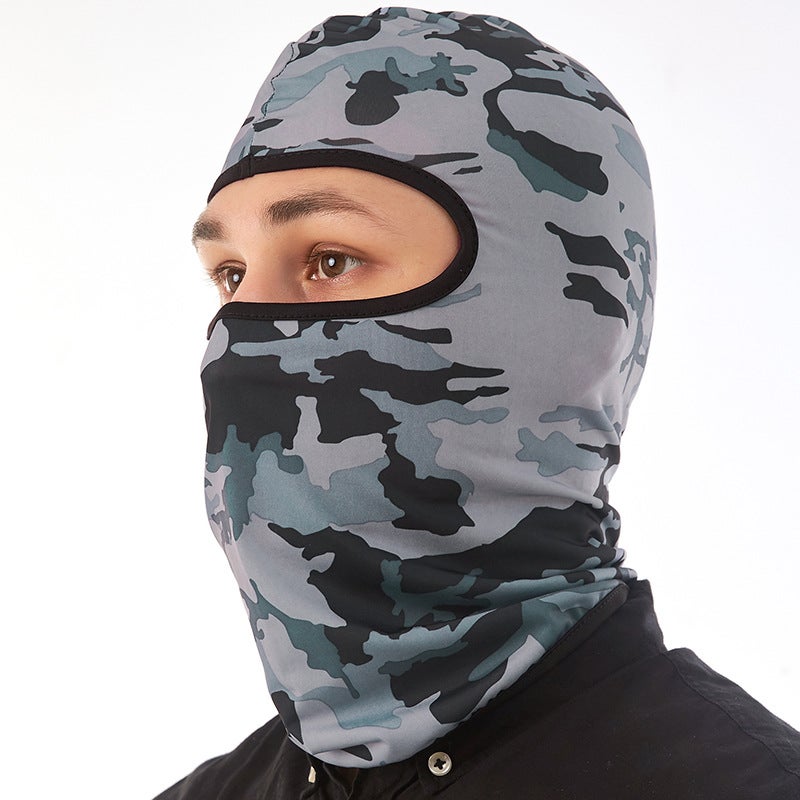 Summer riding mask Ice Silk headgear sunscreen dustproof full face neck protection headgear bicycle electric car inner liner Cap TT-MC-01 camouflage gray