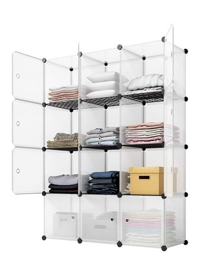 Generic - 12 -Cube Plastic Shoe Storage Organizer Units, Stackable Shoe Organizing Rack, Closed Shoe Organizer Boxes Bins with Doors, Space Saving Shoe Storage Cabinet for Heels, Boots, Slippers - Image 1