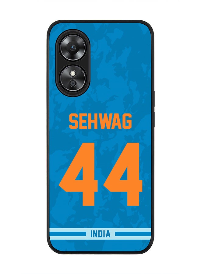 Stylizedd Rugged Black Edge Case for Oppo A97, Slim fit Soft Case Flexible Rubber Edges Thin Cover - Player Name - Virender Sehwag, Jersey Number- 44 - Image 1