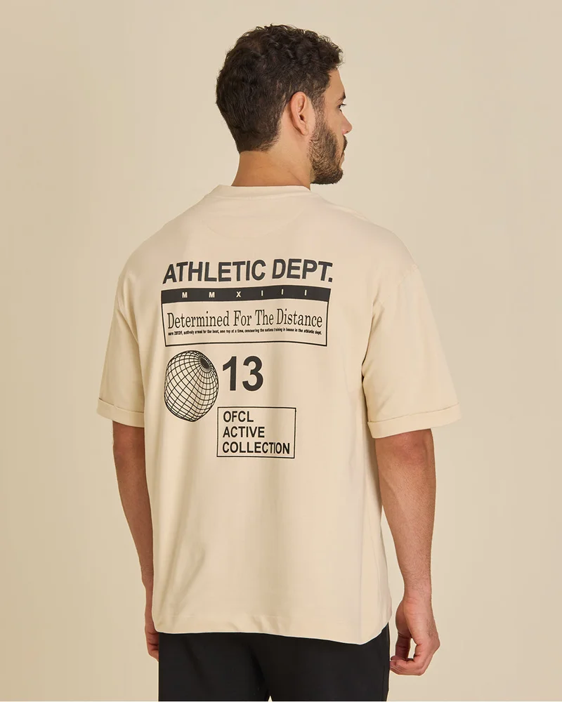 Redtag Men Beige Printed T-Shirt