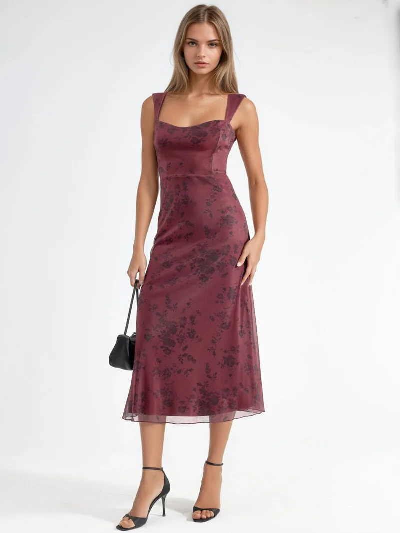 هيكاب Flowering Heart Collar Midi Dress