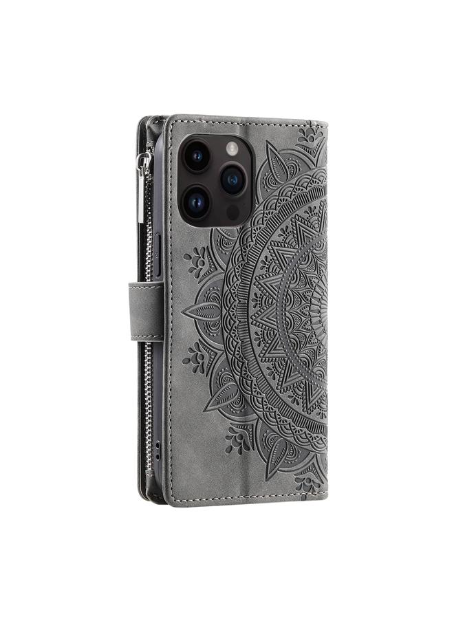 زبون جراب هاتف iPhone 13 Pro Max متعدد البطاقات بسحاب من الجلد - Image 3