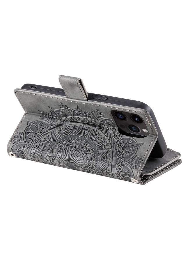 زبون جراب هاتف iPhone 13 Pro Max متعدد البطاقات بسحاب من الجلد - Image 4