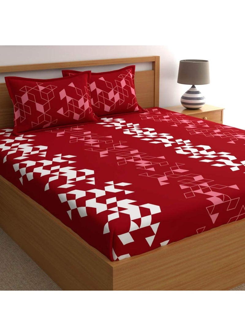 Dreamscape Dreamscape 100 Cotton Double Bedsheet with 2 Pillow Covers Size 86 x 92 inches 144 TC Colour Red 