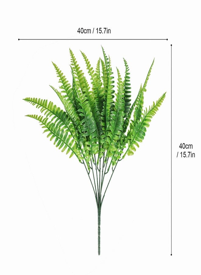 SLanC Artificial Boston Fern Plants Bushes Artificial Shrubs Greenery for House Plastic Outdoor UV Garden Resistant Office Garden Indoor Decor (Pack of 4) - Image 3
