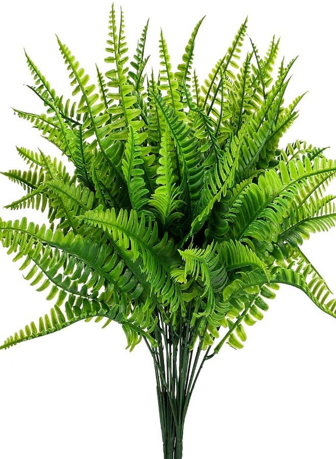 SLanC Artificial Boston Fern Plants Bushes Artificial Shrubs Greenery for House Plastic Outdoor UV Garden Resistant Office Garden Indoor Decor (Pack of 4) - Image 1
