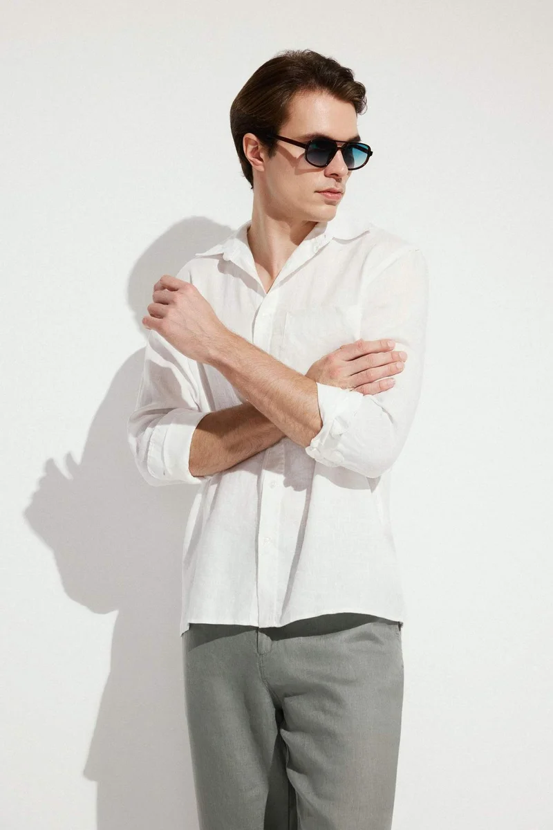Defacto  100% Linen Shirt for Men | Best Price UAE