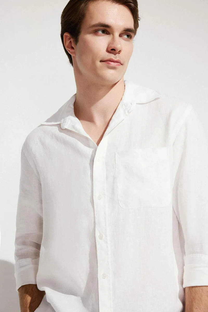 Defacto  100% Linen Shirt for Men | Best Price UAE