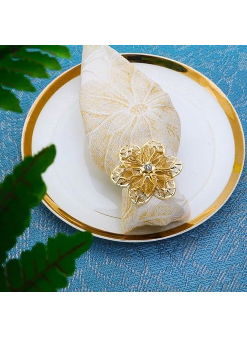 SYOSI Flower Napkin Rings 10 Pieces, Napkin Ring Holders Banquet Home Party Decorfor Elegant and Exquisite Table Decor for Wedding Party Dinner - Reusable Napkin Buckle Holder Rings(Golden and Silver) - Image 5