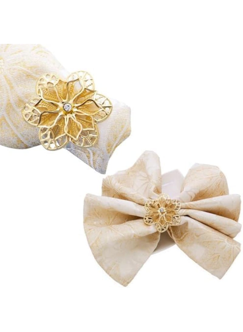SYOSI Flower Napkin Rings 10 Pieces, Napkin Ring Holders Banquet Home Party Decorfor Elegant and Exquisite Table Decor for Wedding Party Dinner - Reusable Napkin Buckle Holder Rings(Golden and Silver) - Image 3