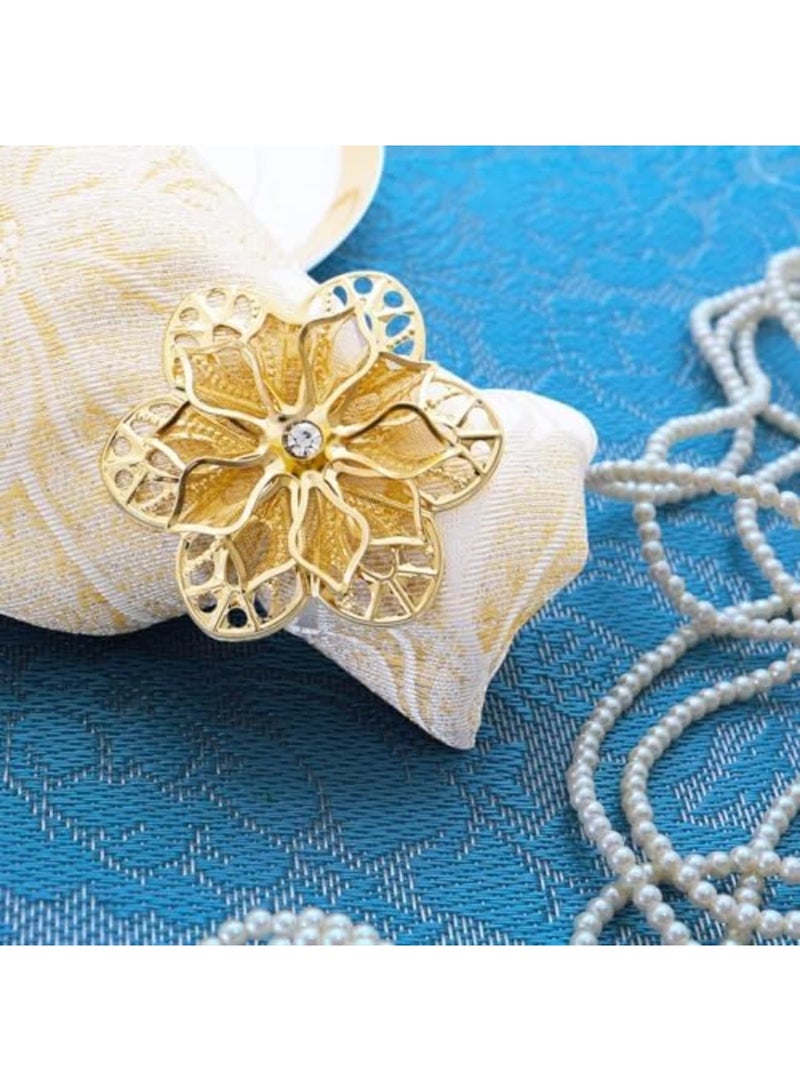 SYOSI Flower Napkin Rings 10 Pieces, Napkin Ring Holders Banquet Home Party Decorfor Elegant and Exquisite Table Decor for Wedding Party Dinner - Reusable Napkin Buckle Holder Rings(Golden and Silver) - Image 4