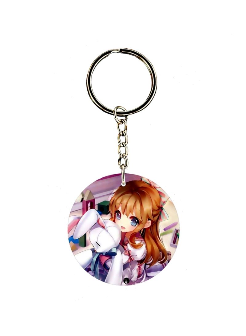 RKN Cartoon Girl Printed Dual Sided Keychain