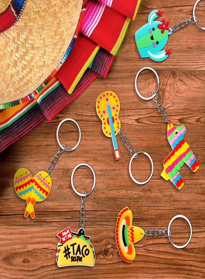 MTLEE 36 Pcs Mexican Fiesta Party Favors: Cute Sombrero, Donkey, Maraca, Cactus, Taco, Guitar Keychains for Cinco De Mayo, Birthday Parties, Gender Reveal, Summer Parties - Image 5