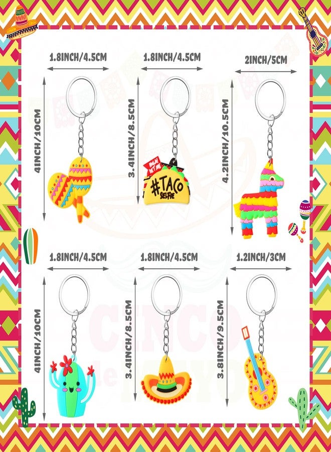 MTLEE 36 Pcs Mexican Fiesta Party Favors: Cute Sombrero, Donkey, Maraca, Cactus, Taco, Guitar Keychains for Cinco De Mayo, Birthday Parties, Gender Reveal, Summer Parties - Image 3