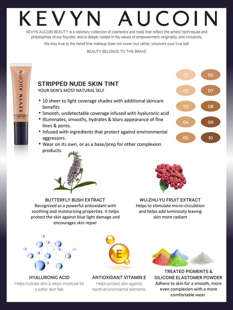 Kevyn Aucoin Stripped Nude Skin Tint, ST 09 (Deep) shade: Tinted makeup foundation with blue light protection. Sheer to light coverage. Blurs imperfections for a natural even finish. Comfortable wear. - Image 3