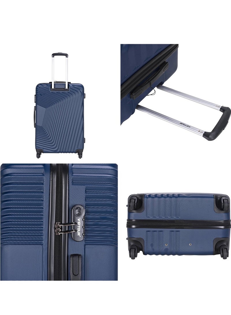 VIPTOUR ABS Hardside 3-Piece Trolley Luggage Set, Spinner Wheels with Number Lock 20/24/28 Inches - Dark Blue  - Image 3