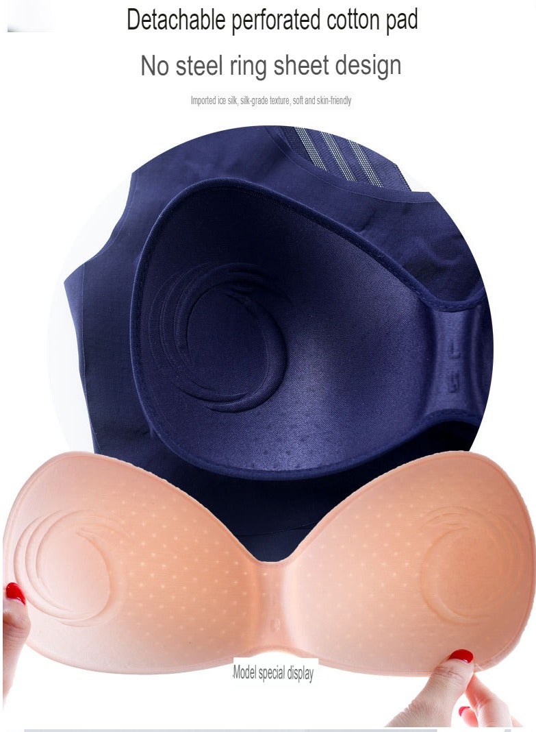 AROAQ Seamless Sports Bra, Comfortable Shockproof Push Up Bra, Anti Slip Highly Elastic Wireless Beauty Back Bra, Soft Quick Dry Sleeping Bra With Wide Shoulder Strap, (Size 3Xl, Cream Color) - Image 4